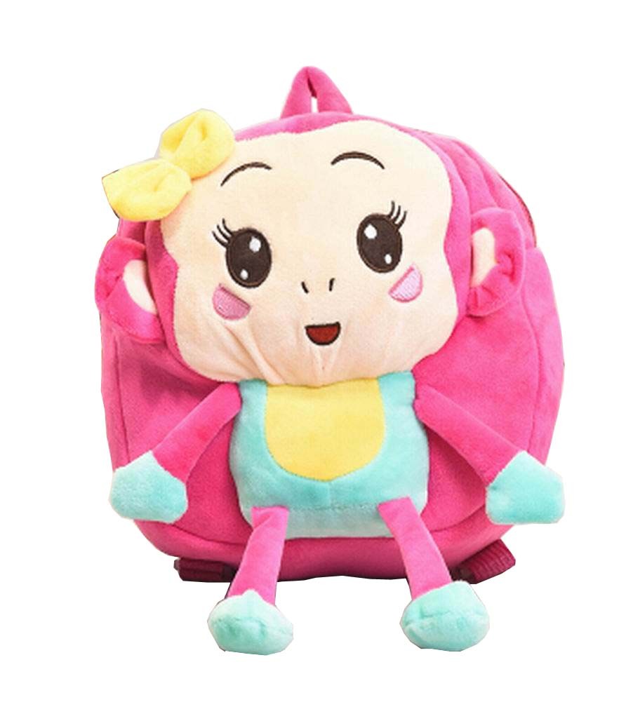 Plush Children Nursery Backpack Kids Cute Animal Backpack Monkey Pink