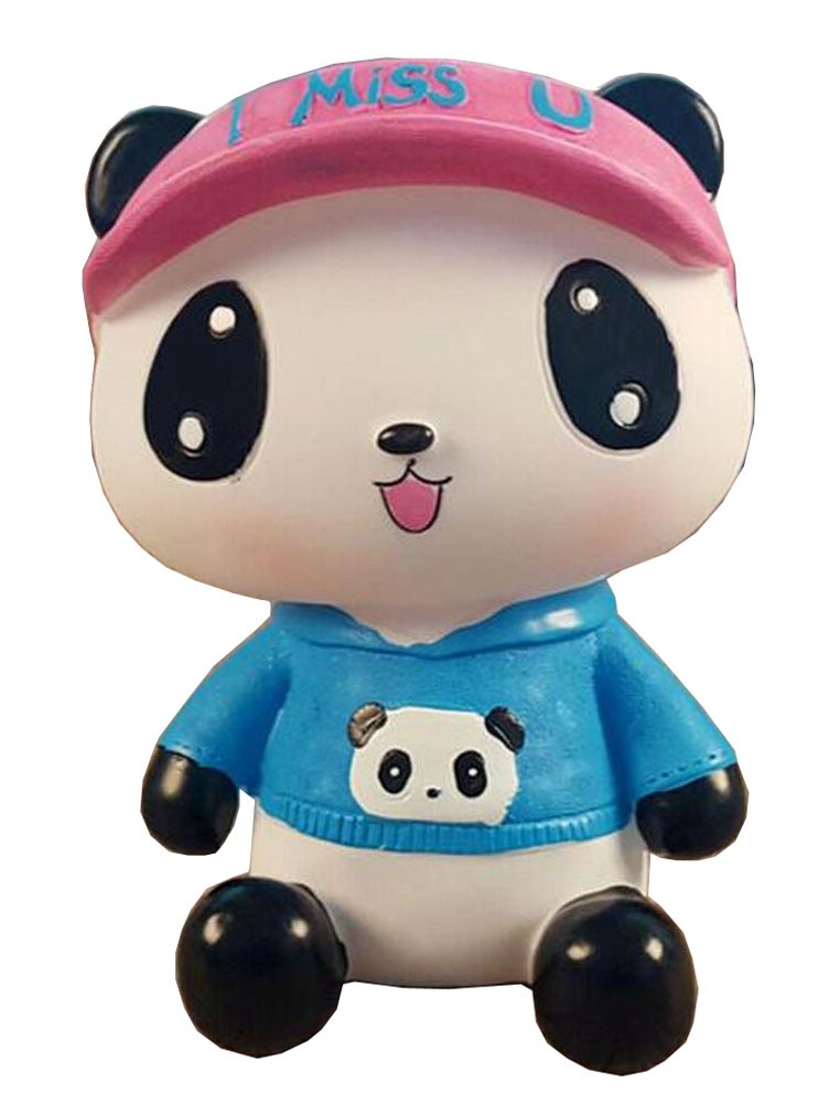 Cute Cartoon Piggy Bank Coin Holder Coin Collecting Box Panda Blue