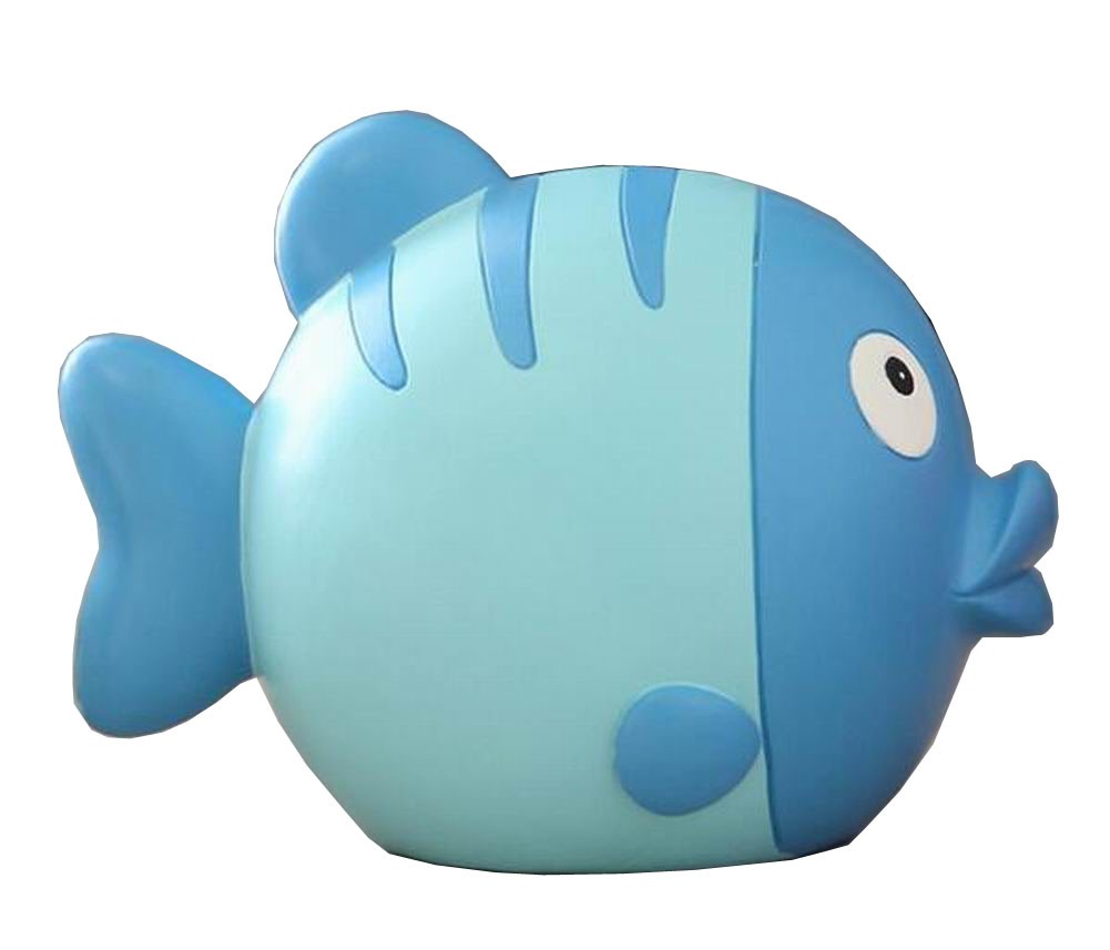 Lovely Animal Piggy Bank Coin Holder Coin Collecting Box Fish Blue