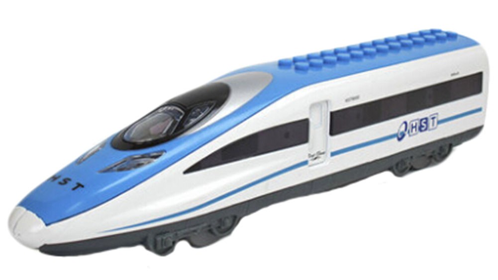 Simulation Locomotive Toy Model Trains DIY Assembles Toy, BLUE (23*5.5*4CM)