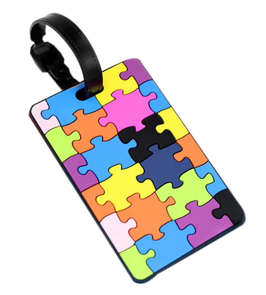 Set Of 2 Luggage Tag Bag Tags Silicone Name Tag Travel Tag, Puzzle