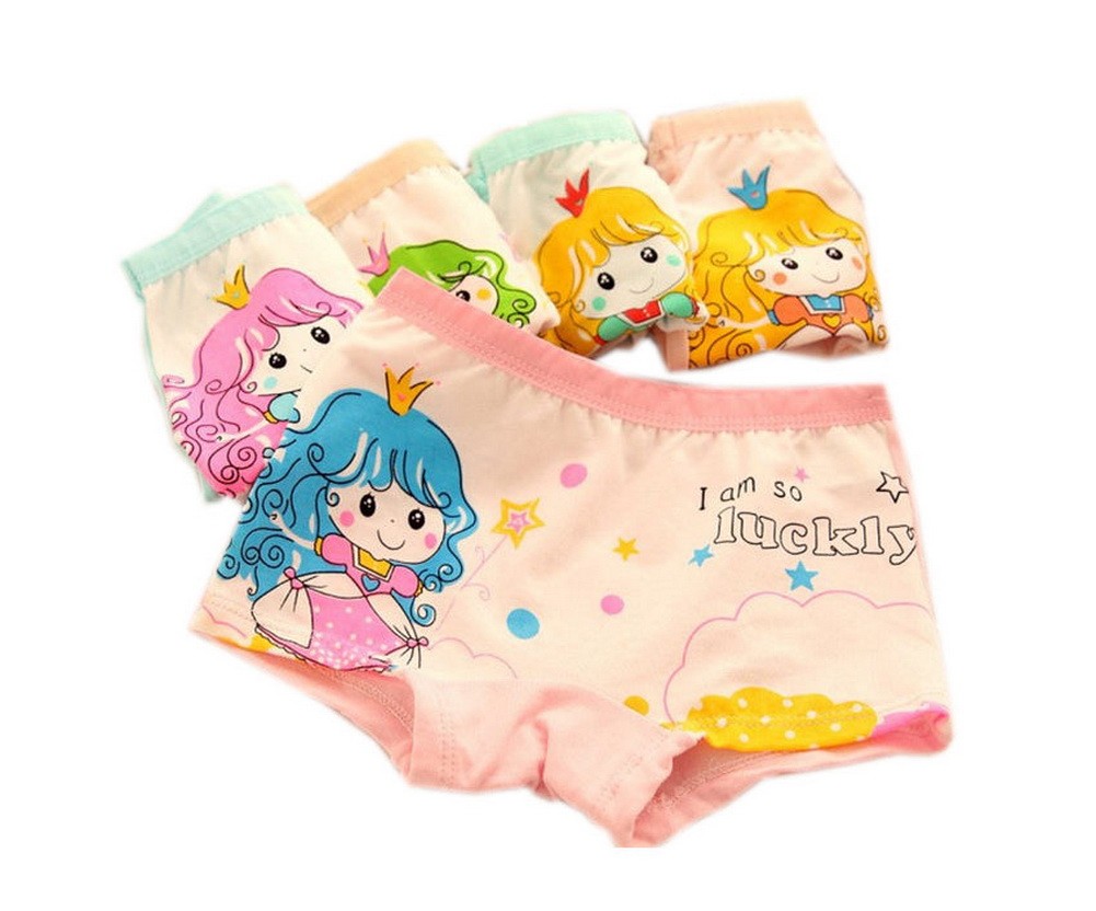 Set of 6 Little Girls Cartoon Princess Underwears Boxers, 3-5Y (Color May Vary)