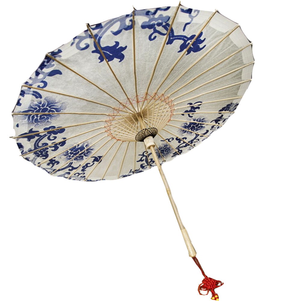[Blue&White Porcelain] Handmade Chinese oil paper umbrella 33 inches in Diameter