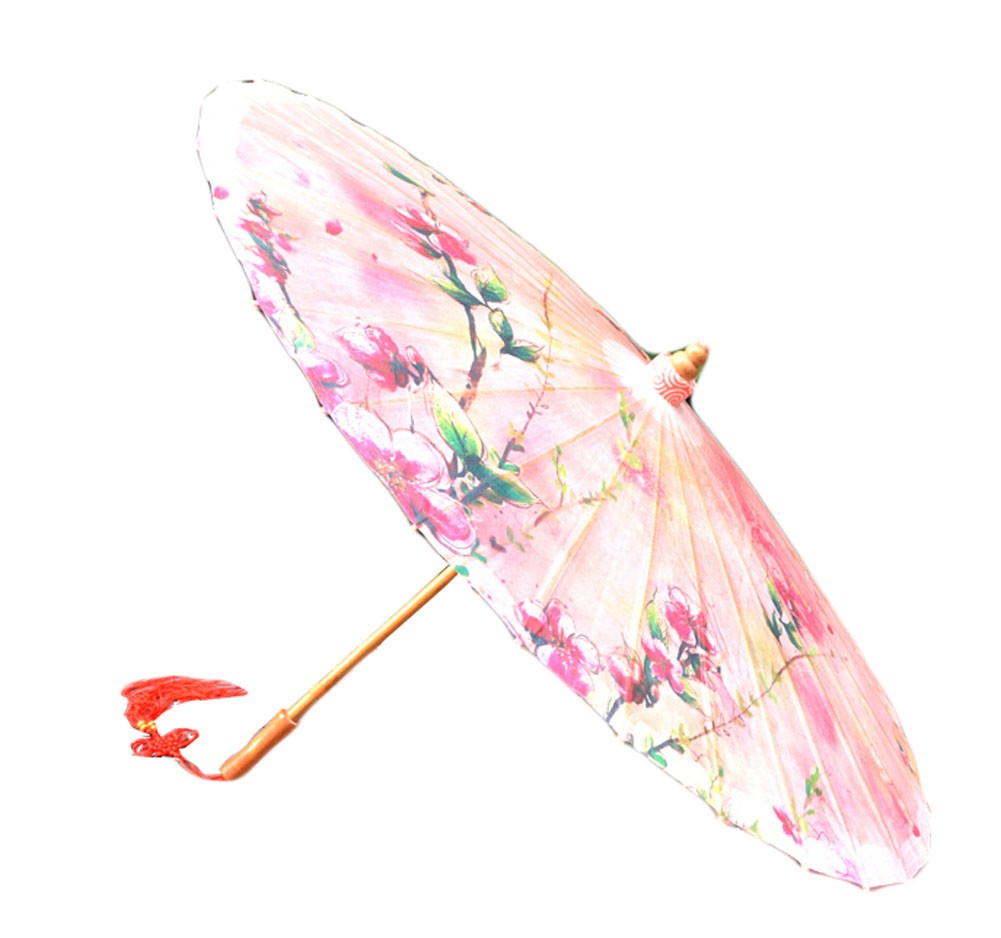 [Pink Peach Blossom] Rainproof Handmade Chinese Oil Paper Umbrella 33 inches