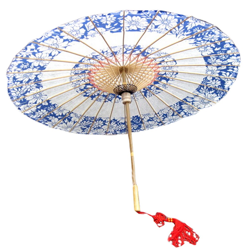 [Classic Blue and White] Rainproof Handmade Chinese Oil Paper Umbrella 33 inches