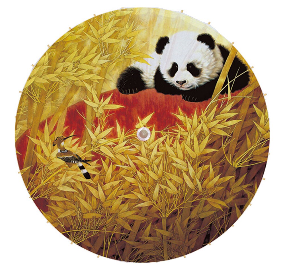 [Panda & Bird] Rainproof Handmade Chinese Panda Oil Paper Umbrella 33 inches