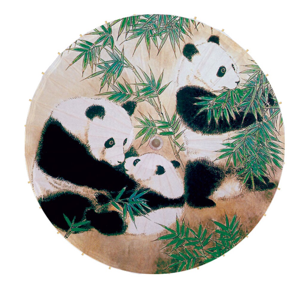 [Family] Rainproof Handmade Chinese Panda Oil Paper Umbrella 33 inches
