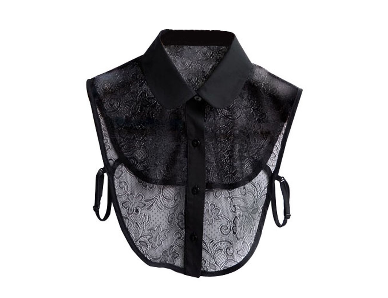 Elegant Fashion Black Hollowed-Out Lace Detachable Shirt False Collar