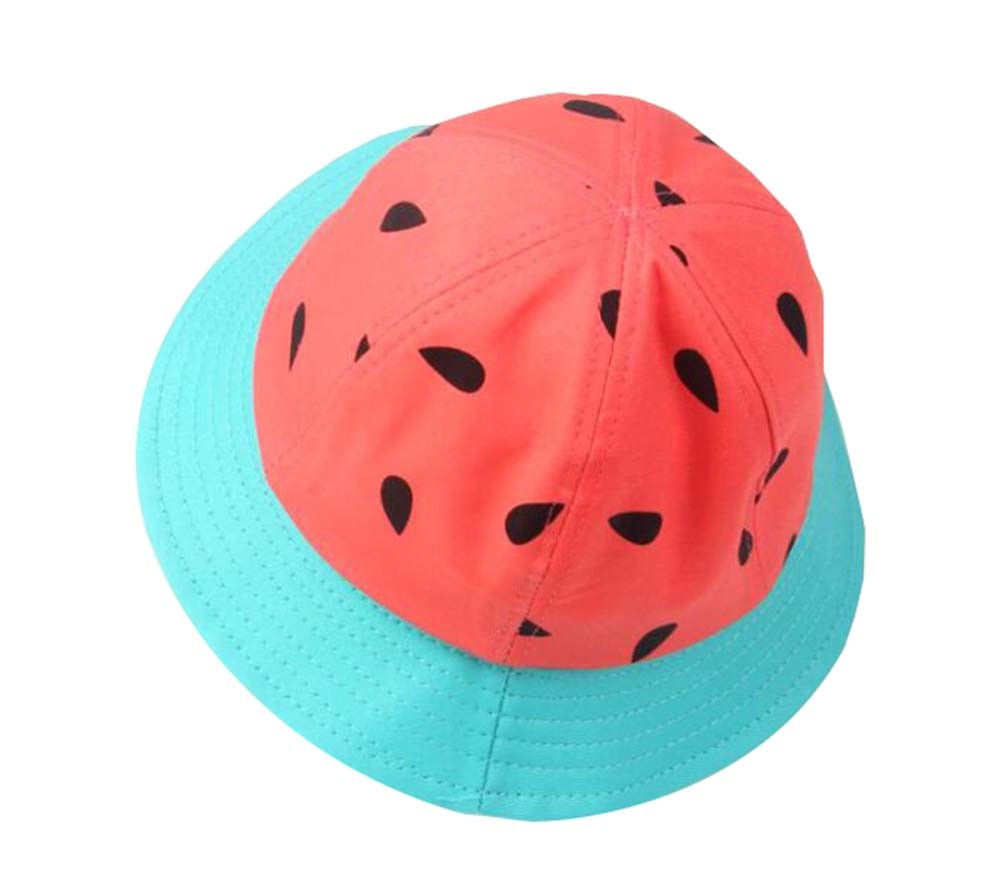 Boys Girls Summer Sun Protection Hat Kids Watermelon Fisherman Hat, Red
