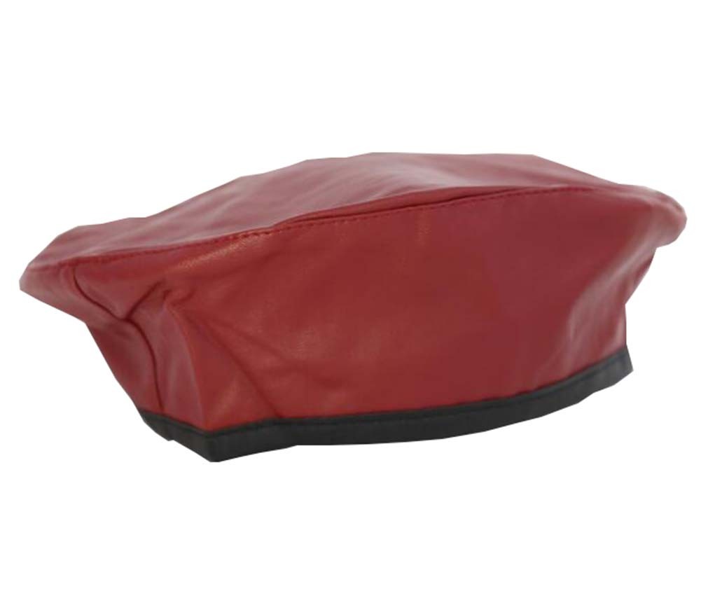 Vintage England Style Berets for Adults Artificial Leather Artist Hat, Red