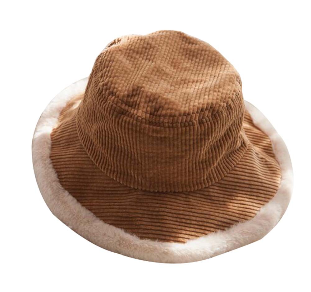 Winter Warm chic Fisherman Hat Thickened Woolen Basin Hat, Khaki
