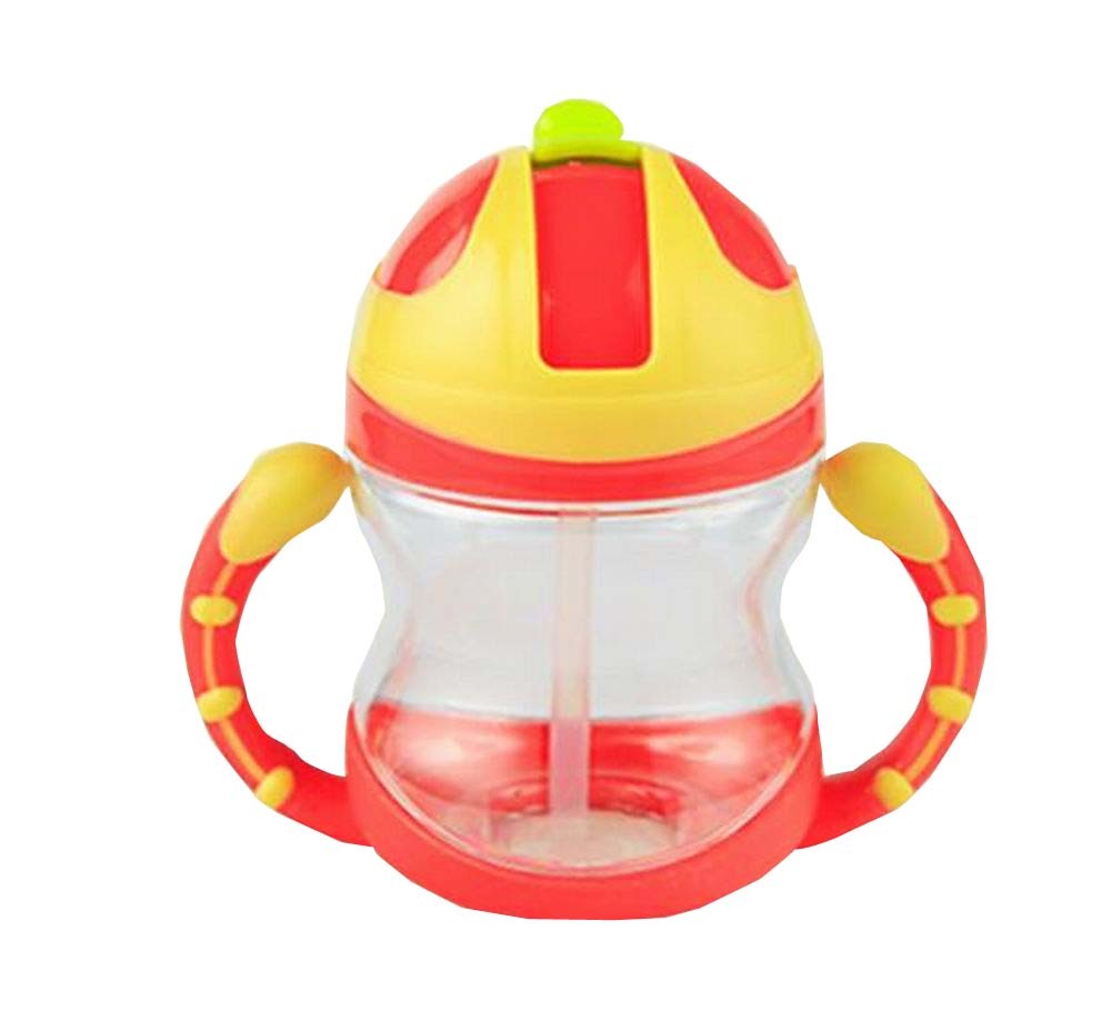 Cute Kids Water Bottle With Handles Straw Training Baby Bottle [Strawberry]