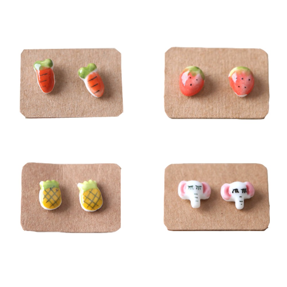 Super Cute Stud Earrings for Little Girls (4 Pairs/ Plastic Ear Pin)