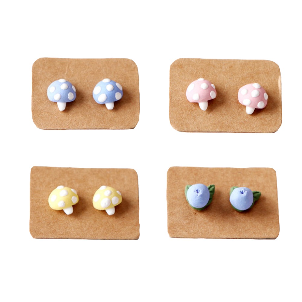 Lovely Stud Earrings for Little Girls Cute Kids (4 Pairs/ Plastic Ear Pin)