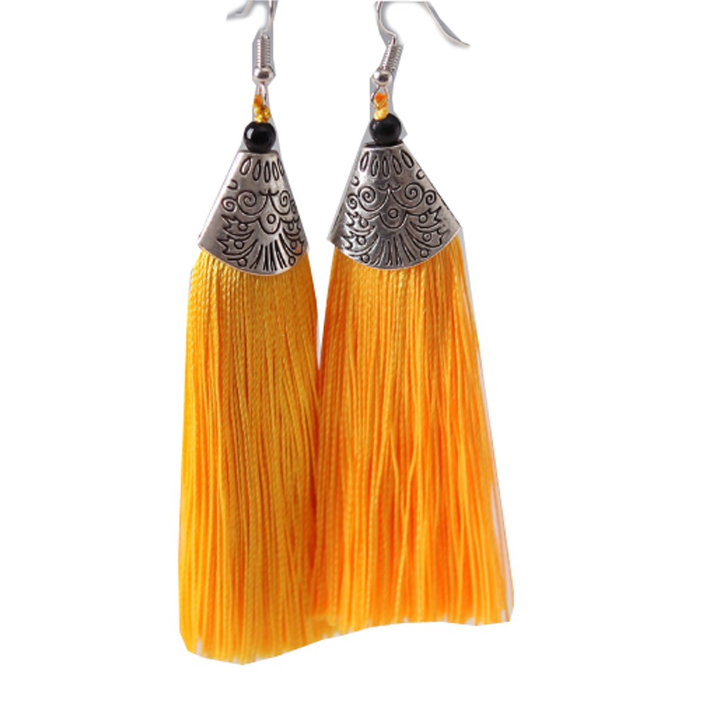 Mini Tassel Earrings Drop Dangle Earrings Tassel for Women Girls 4 Pairs, Yellow