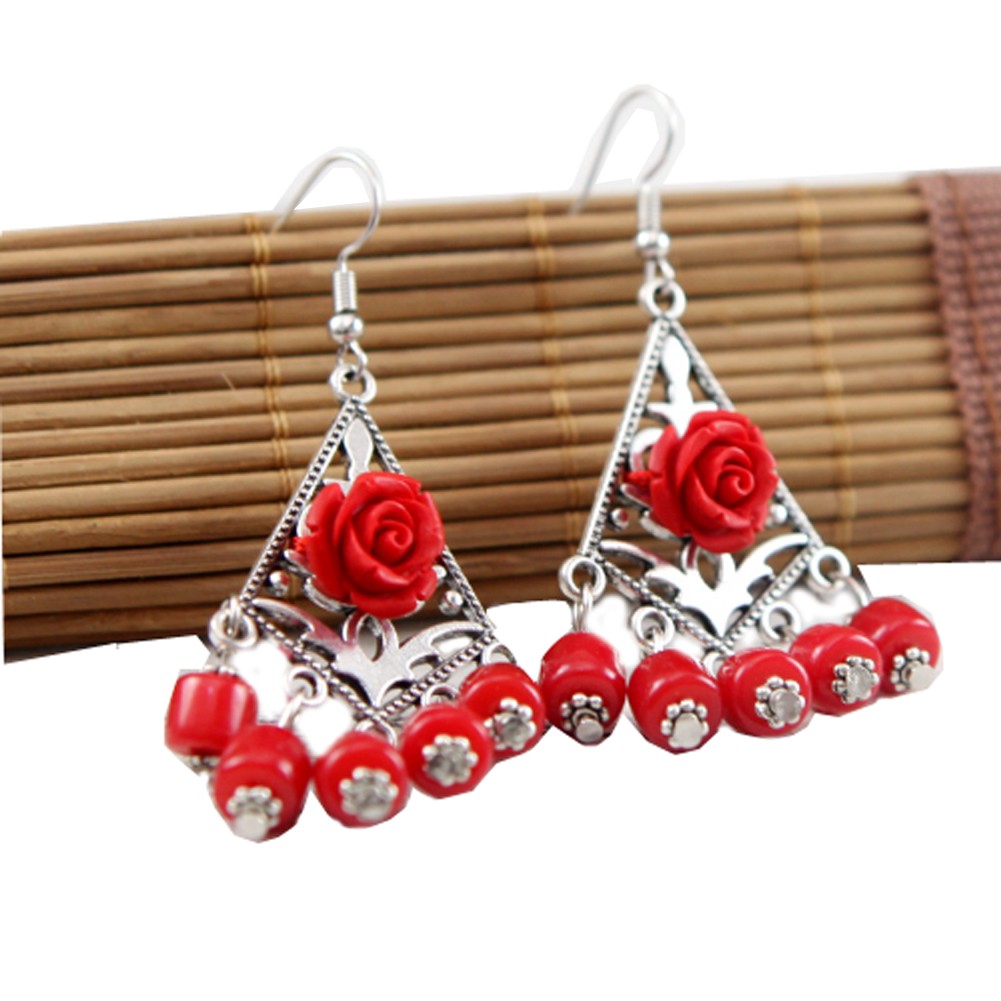 Retro Style Bohemia Earrings for Girls and Women 2 Pairs, Rose