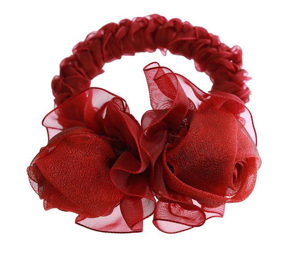 Women Fashion Rose Flower Hair Band Rope Korea Style