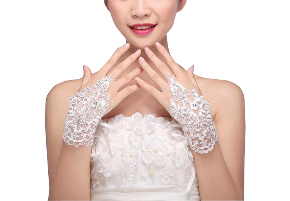 Elegant Lace Fingerless Gloves Bride Wedding Party Costume