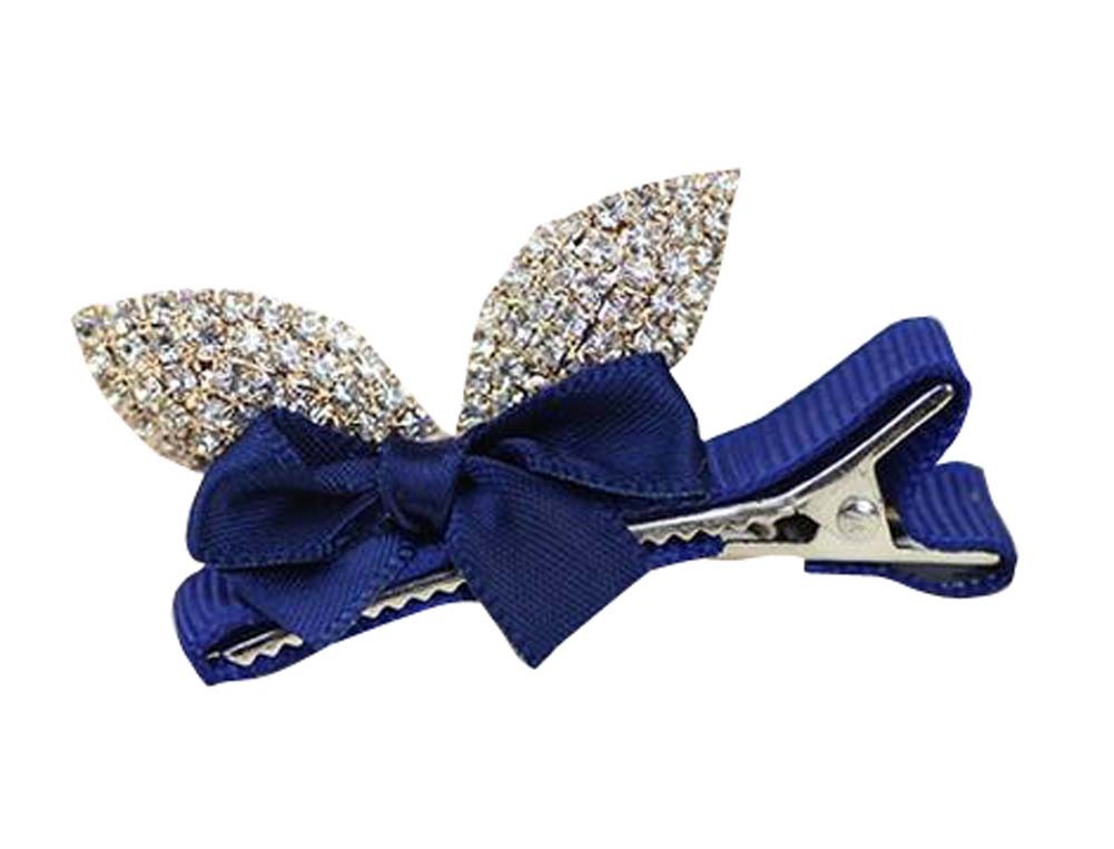 2 PCs Lovely Crystal Girl Hair Clips Blue Hair Ornament for Wedding/Party