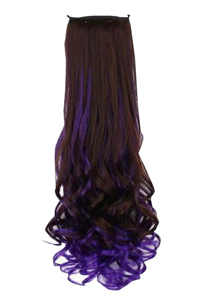 Long Curly Wave Black and Purple Women Hair Extension