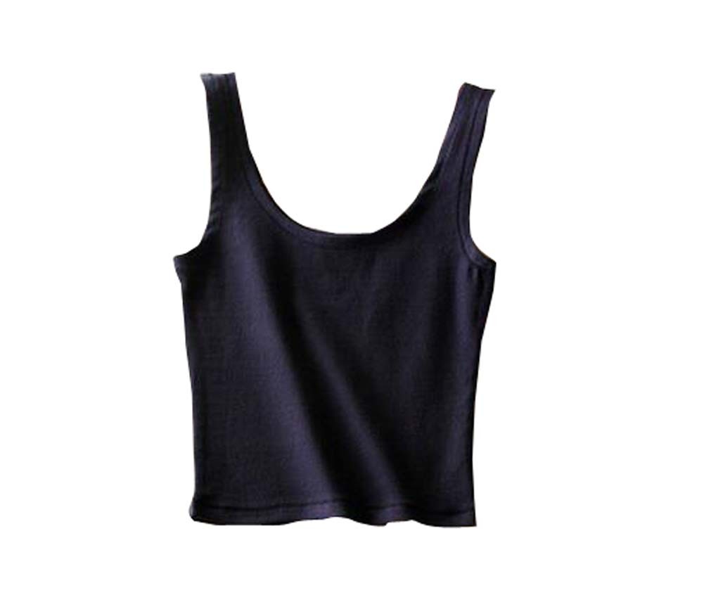 U-shape Collar Women Summer Short Camisole Cotton Soft Vest Navy Blue