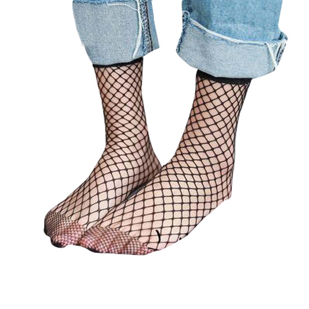 Two Pairs Black Fishnet Ankle Socks Stockings Dress Socks