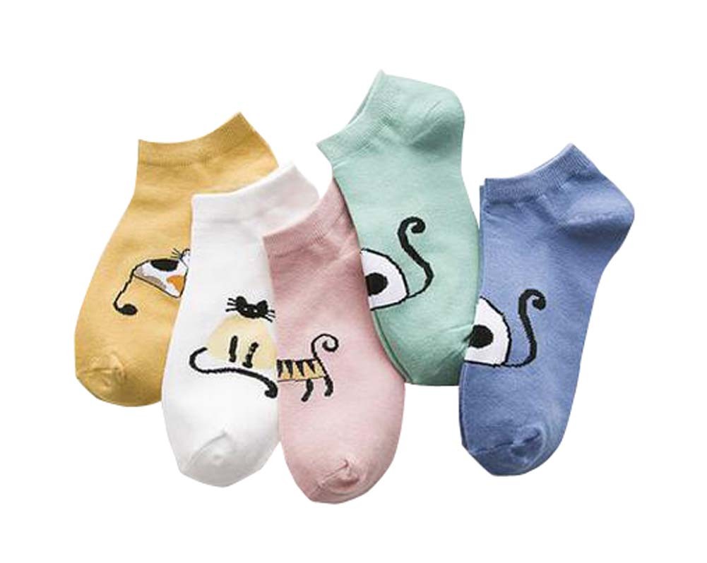 Cheap 5 Pairs Women Breathable Cotton Ankle Socks