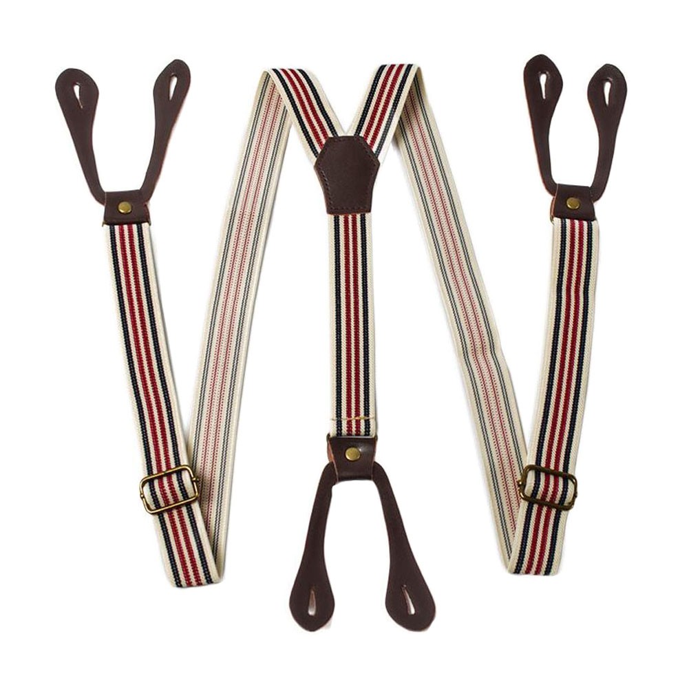 Fashion Button End Adjustable Suspenders - 1.4 inch Wide