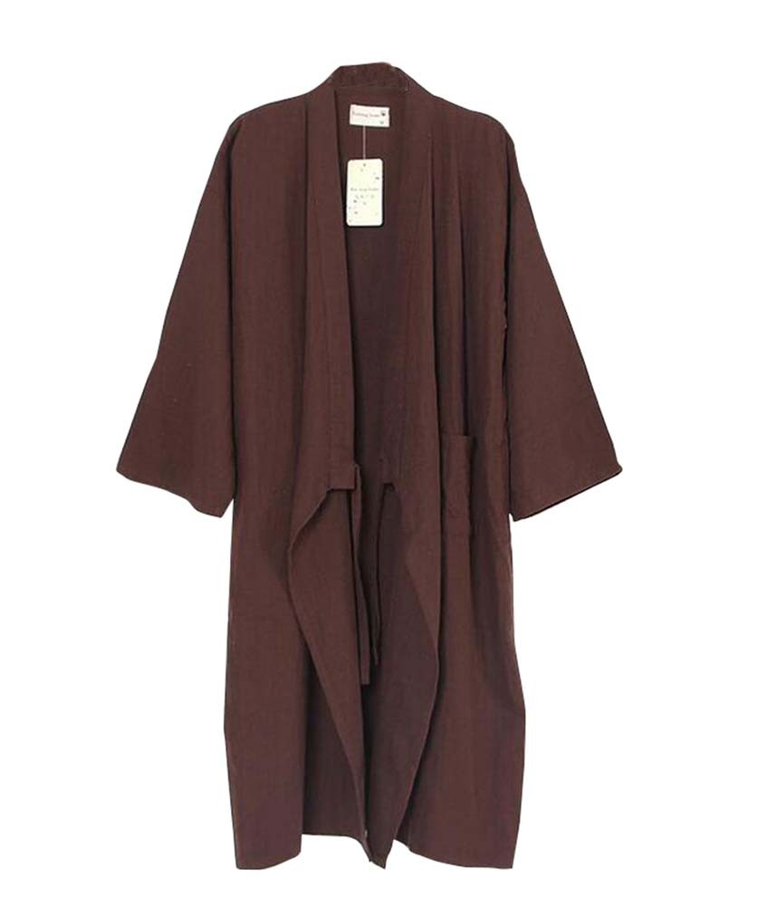 Comfortable Summer/Spring Men's Bathrobe/Pajams/Kimono Skirt with Strap-Khaki
