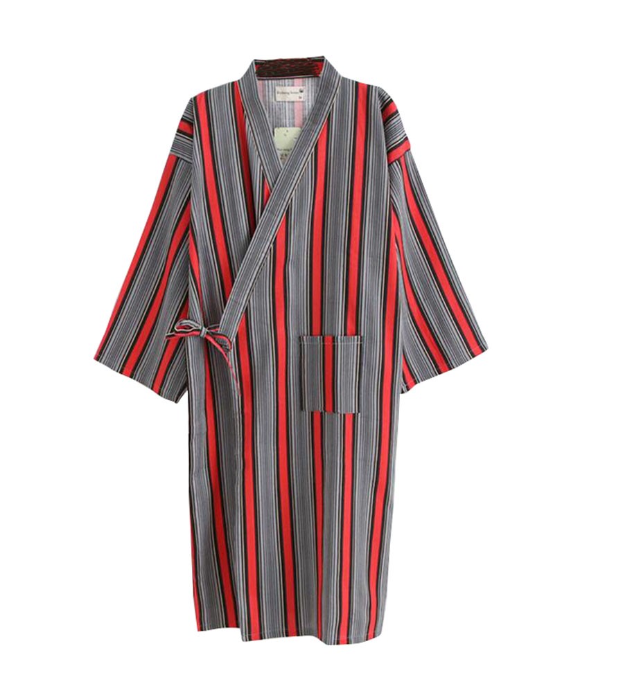 Kimono Men's / Women's Spa Robe Japanese Stype Bathrobe/Pajams-Red Stripes