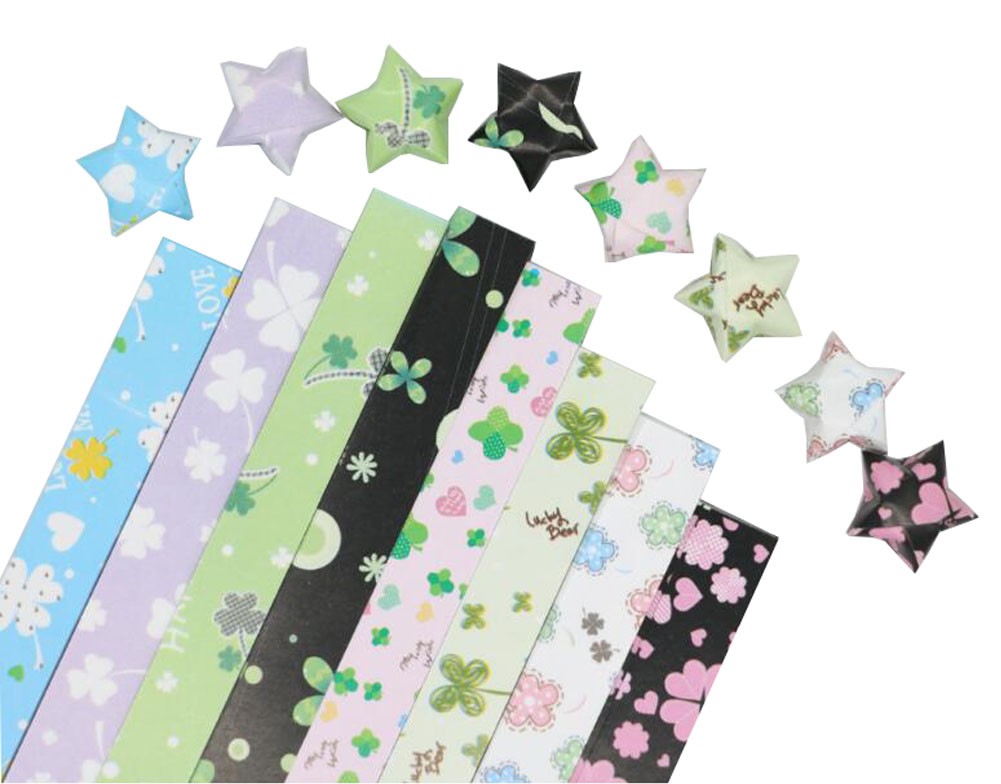 360 Sheets Origami Lucky Star Papers 8 Colors - Four-leaf Clover