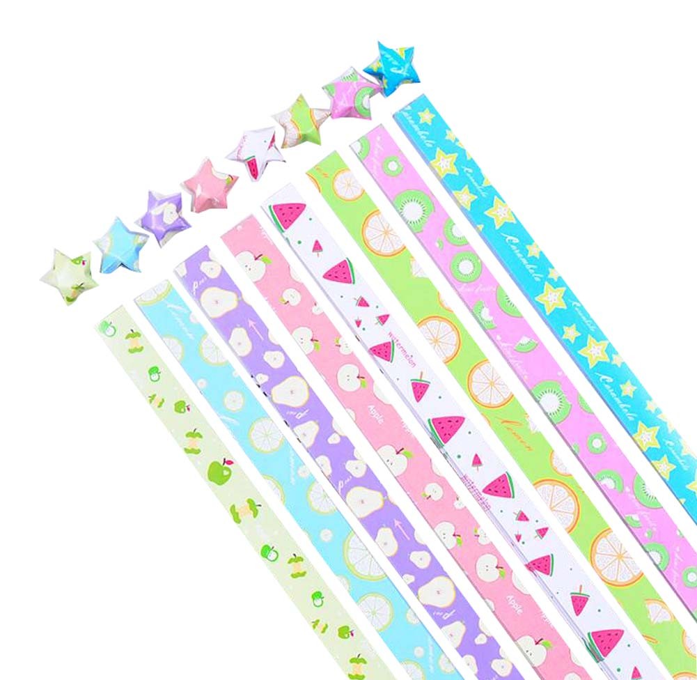 370 Sheets Lucky Star Folding Paper Multicolored Fruits Pattern