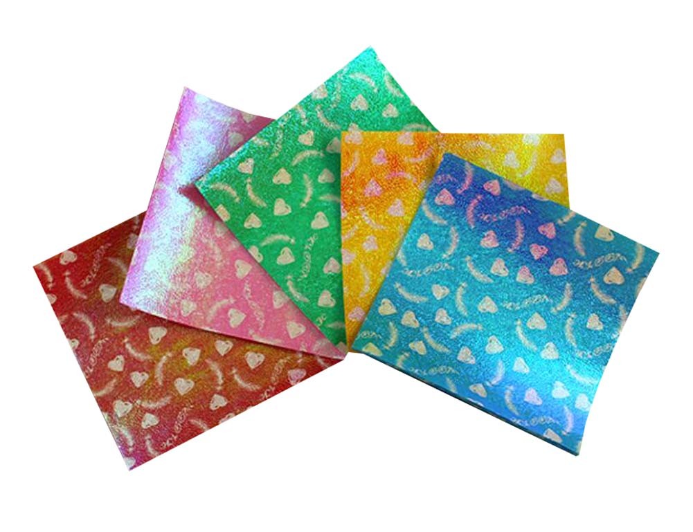 5 Colors Single Sided Origami Papers - 15X15 cm - 50 Pieces