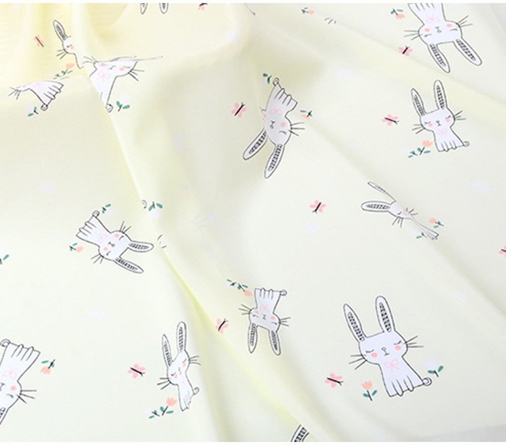 Artificial Cotton Fabric for DIY Clothes Sheets(Thin/ 100*143 cm), Cute Rabbit