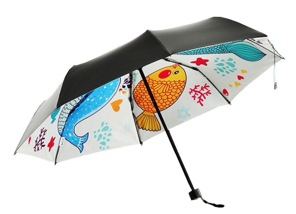 Cute Fishes Pattern Parasol Folding Umbrella Sun Protection