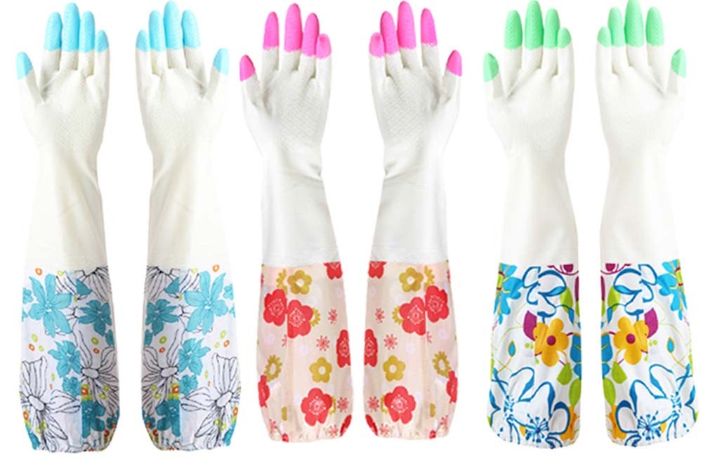 Dishwashing Gloves Thick Cleaning Gloves Household Gloves /Set Of  3