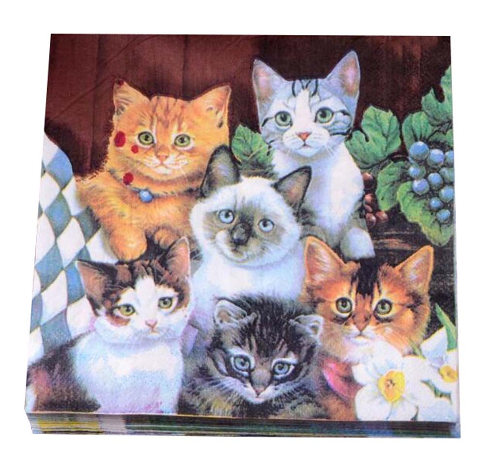 Printed Cats Paper Napkins Tea Party Shower Luncheon Serviettes