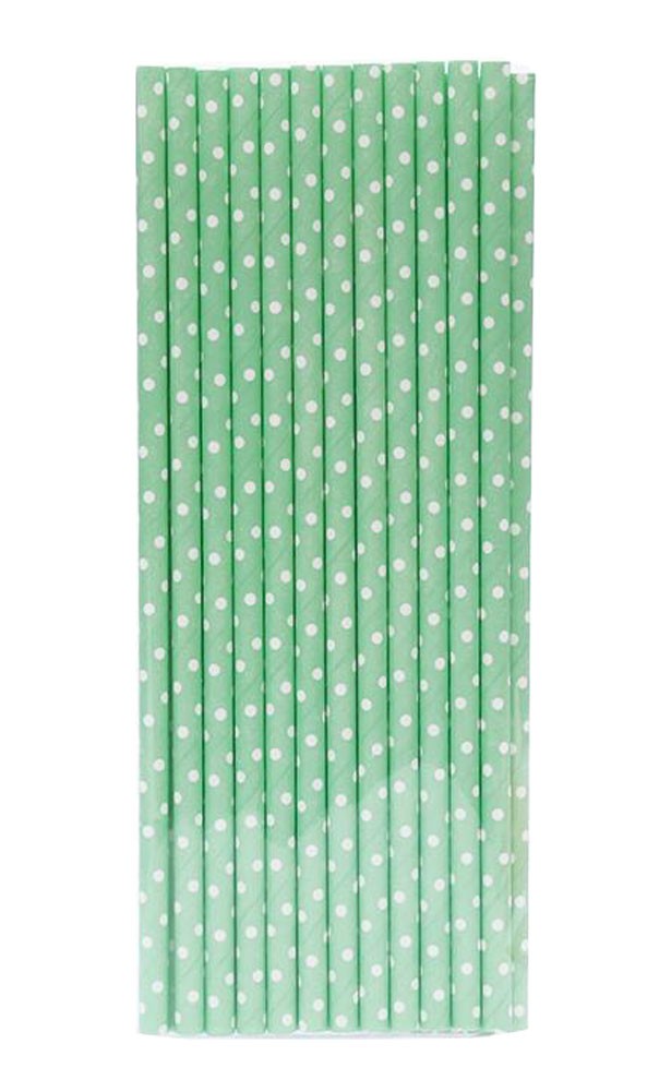 Green Dots Pack of 100 Paper Drinking Straws