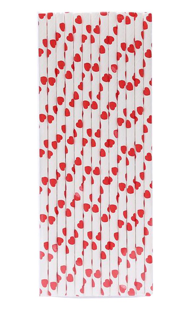Loving Heart Pattern Party Decor Paper Straws (100 Pack)
