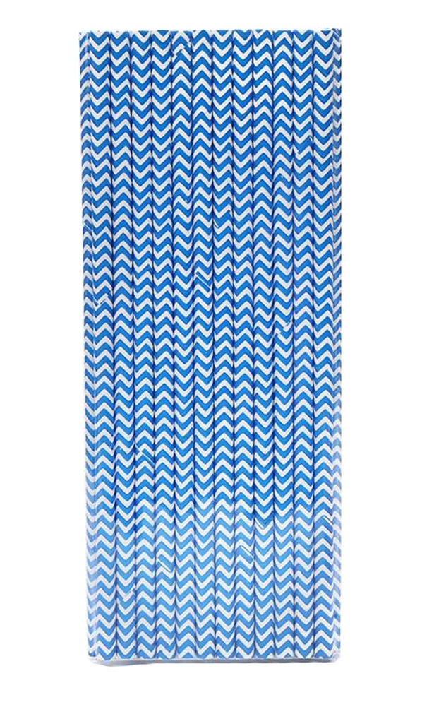 Blue Decorative Paper Straws 100pcs