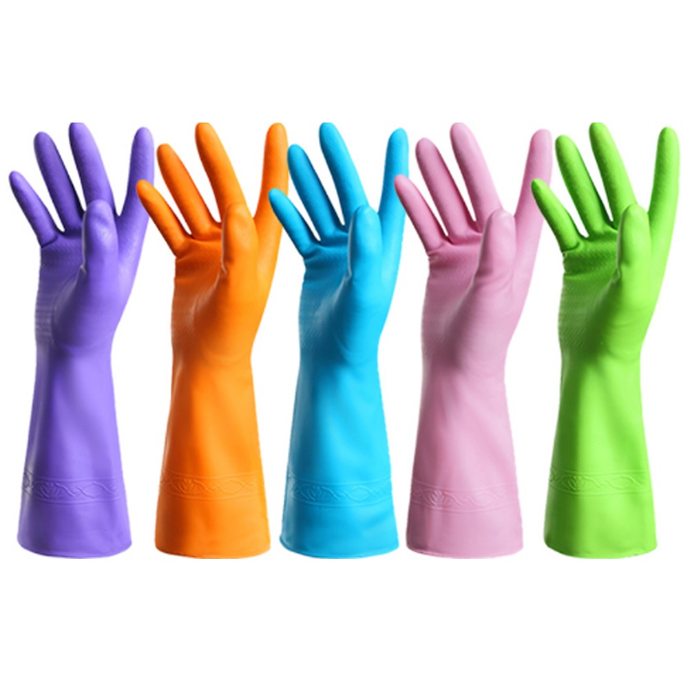 Set of 5 Pairs Reusable Waterproof Household Gloves Cleaning Gloves for Home
