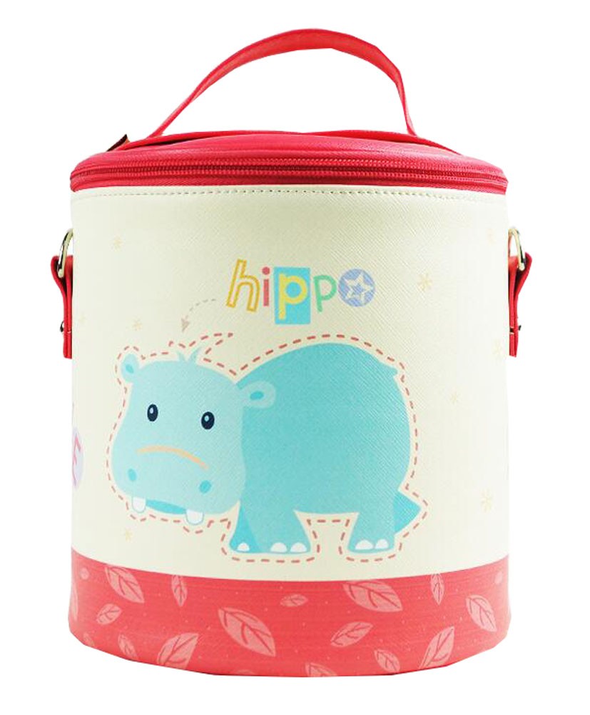 Cute Hippo Pattern PU Leather Lunch Bags Animal Tote Bag