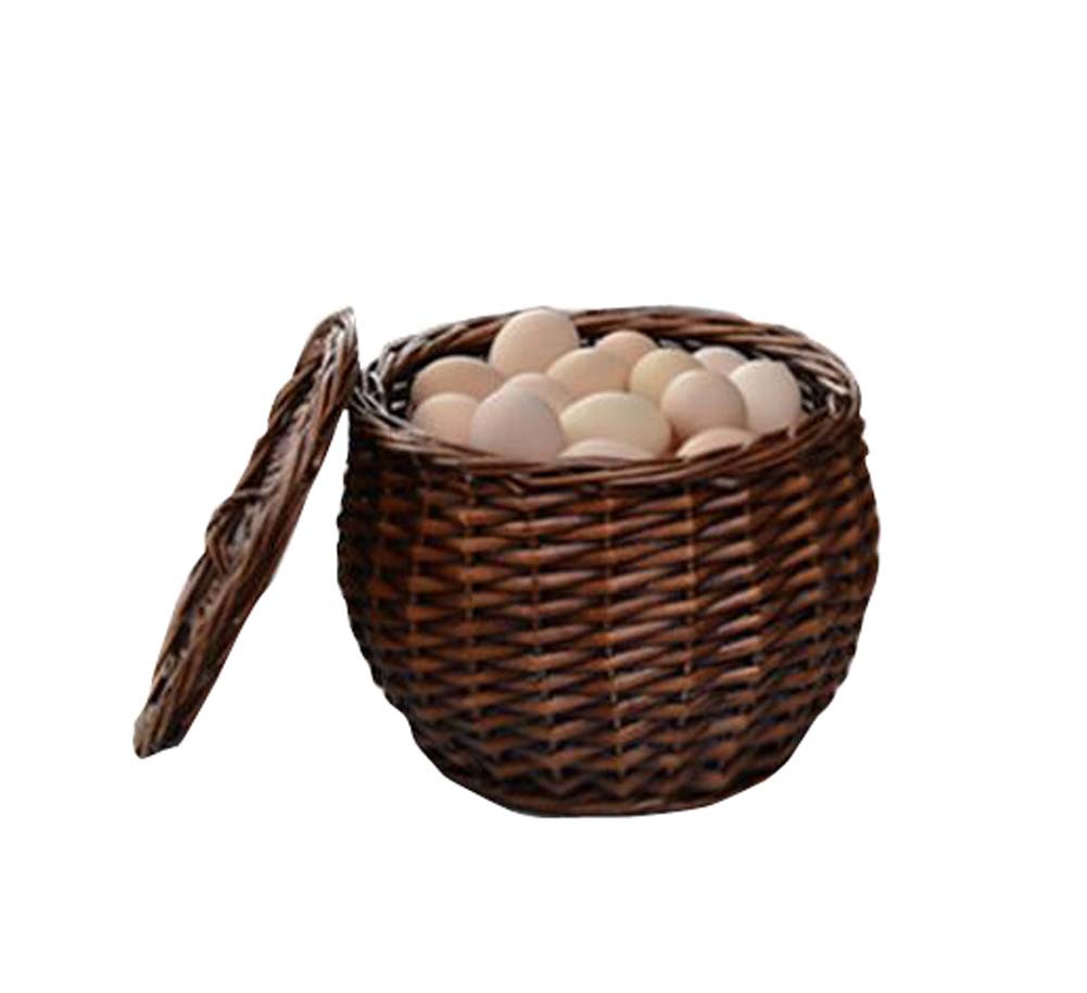 Natural Fruits/Eggs/Vegetables Storage Basket with Lid Home Organizer