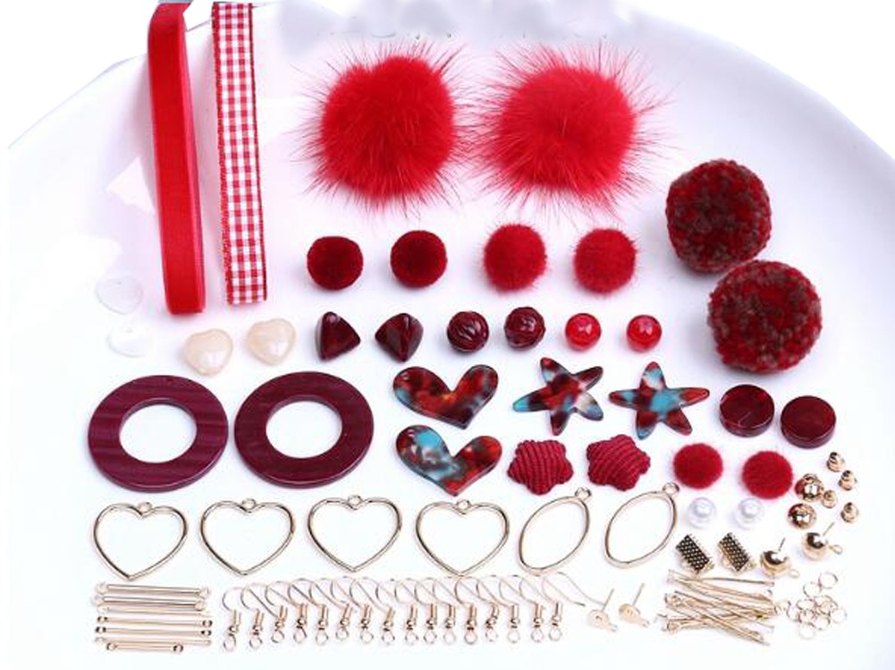 Red Earring Making Materials Kit for Design Earrings