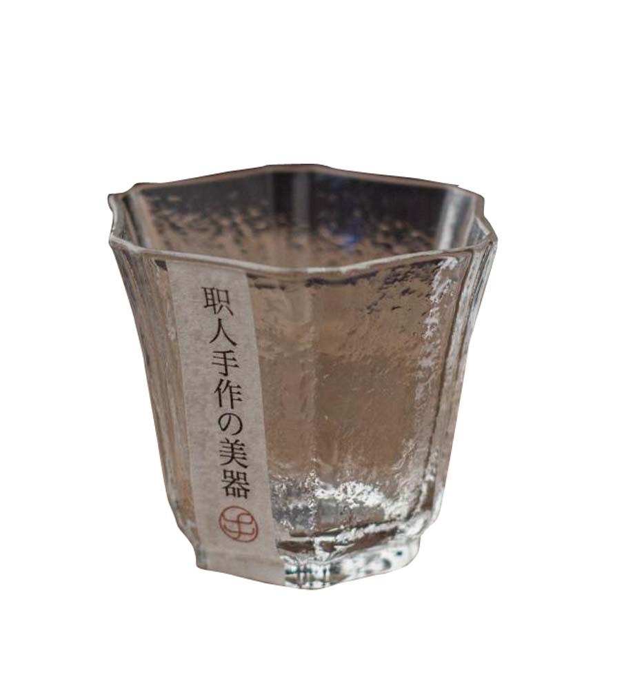 One Japanese Tea Sake Cup Clear Short Glass Cup Wine Liquor Spirit Sake Cup E
