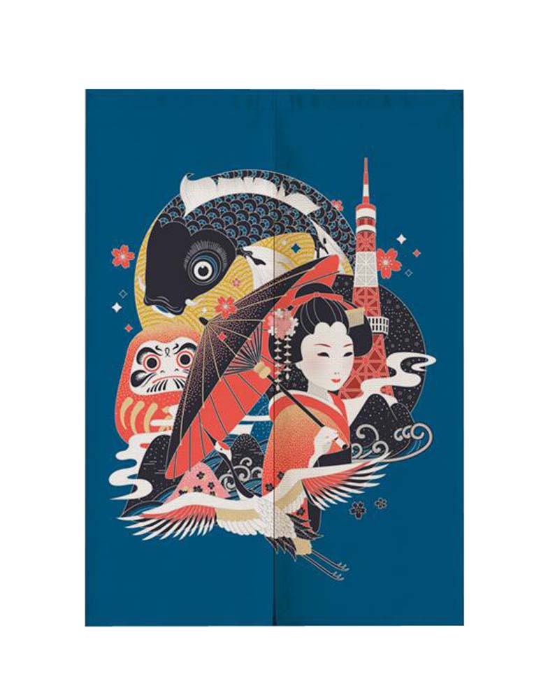 Japanese Style Hanging Curtain Home Restaurant Curtains 70*90CM G
