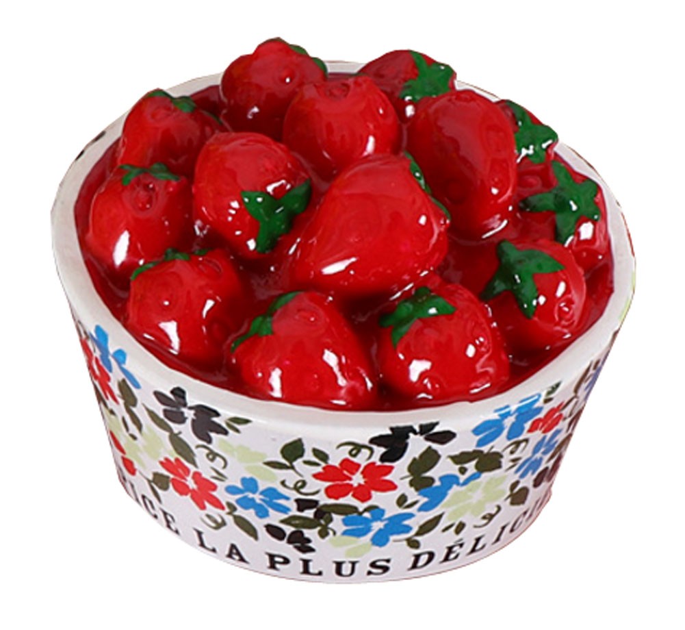 Strawberry Bowl Simulation of Physical Resin Refrigerator Magnets