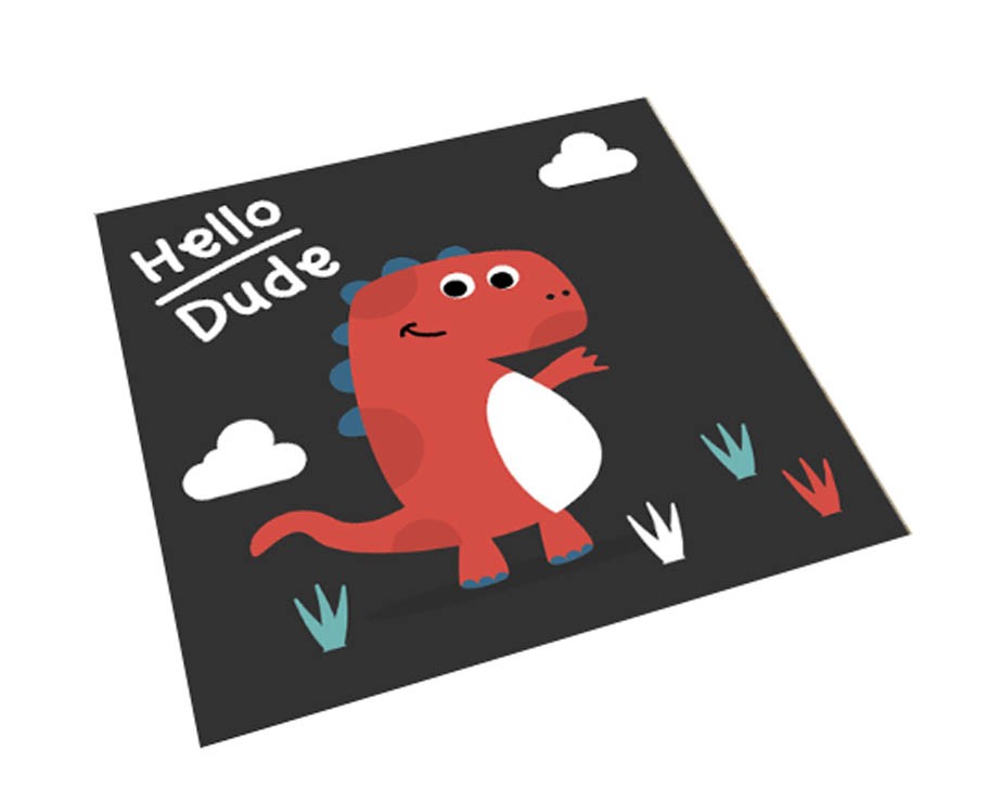Square Cute Cartoon Children's Rugs, Black little dinosaur