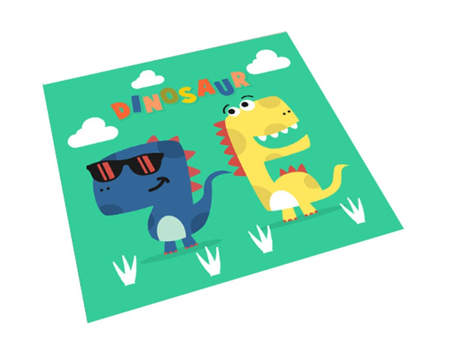 Square Cute Cartoon Children's Rugs,  little green dinosaur