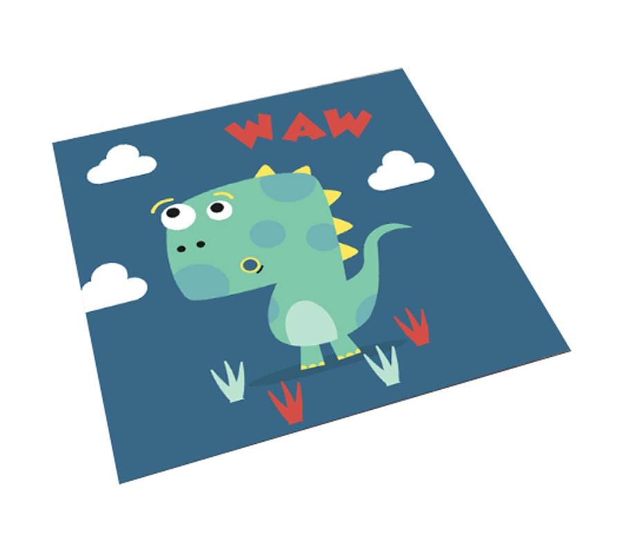 Square Cute Cartoon Children's Rugs,  blue little dinosaur
